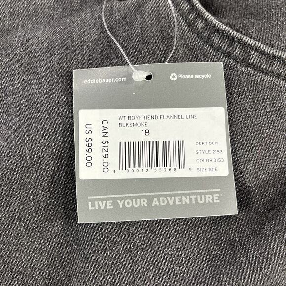 Eddie Bauer Jeans Womens T18 Black Flannel Lined Boyfriend Relaxed Stretch Denim - Picture 2 of 13